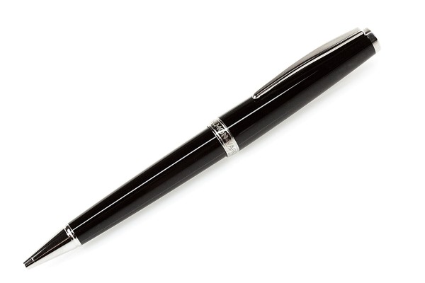 Drehkugelschreiber PALLADIUM schwarz inkl. Stecketui aus Leder