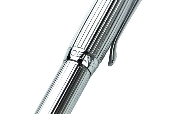 Exclusiver Drehkugelschreiber ART DECO silberfarben inkl. Stecketui aus Leder