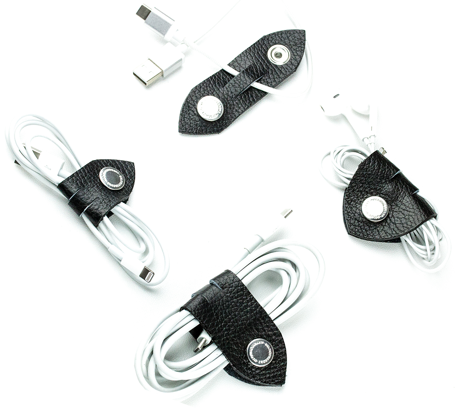 Kabel Organizer Set - Kabelbinder PREMIUM LEDER Softgrain schwarz kaufen