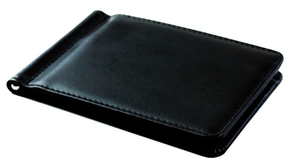 Dollar Clip Börse PREMIUM LEDER BOXCALF schwarz (glatt) - RFID Protected