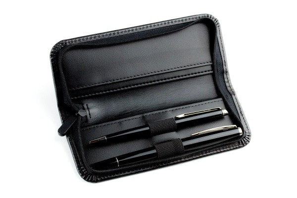 RV-Schreibgeräteetui PREMIUM LEDER BOXCALF schwarz (glatt)