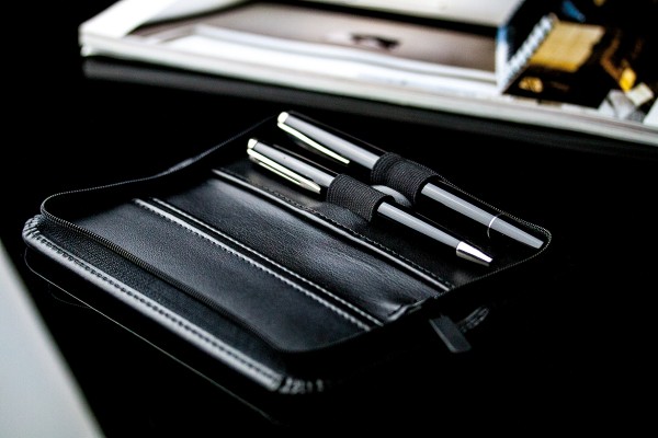 RV-Schreibgeräteetui PREMIUM LEDER BOXCALF schwarz (glatt)