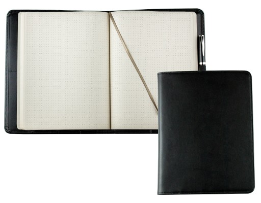Notizbuch cirka DIN B5 PREMIUM LEDER BOXCALF schwarz (glatt)