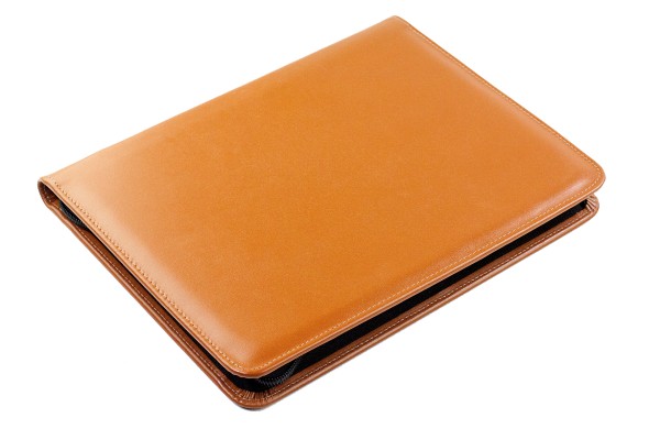 RV-Schreibmappe DIN A5 mit Tablet Computer Fach PREMIUM LEDER BOXCALF cuoiobraun (glatt)