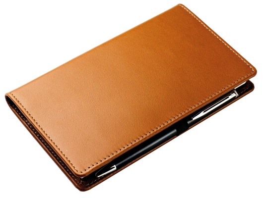 Taschenkalender mit Spiralbindung 2025 + 2026 in PREMIUM LEDER BOXCALF cuoiobraun (glatt)