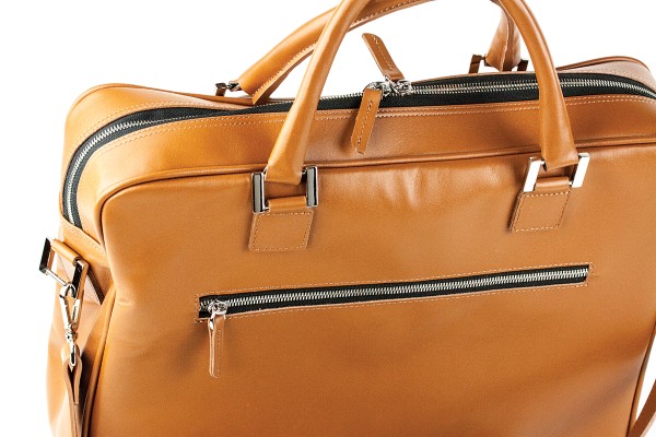 Akten- & Notebooktasche mit Schultergurt PREMIUM LEDER BOXCALF cuoibraun (glatt)