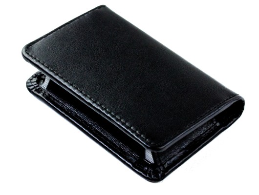 Visitenkartenetui XXL mit Magnetverschluß PREMIUM LEDER BOXCALF schwarz (glatt)