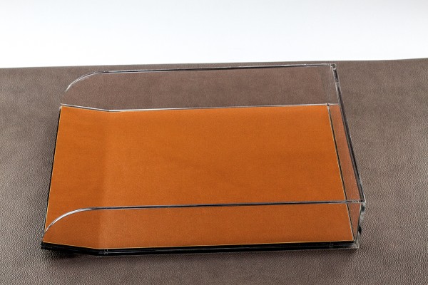 Briefablagekorb Acryl/Leder PREMIUM LEDER BOXCALF cuoiobraun (glatt)