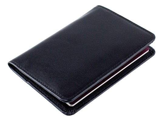 Reisepass / Impfausweis Etui  PREMIUM LEDER BOXCALF schwarz (glatt) - RFID Protected