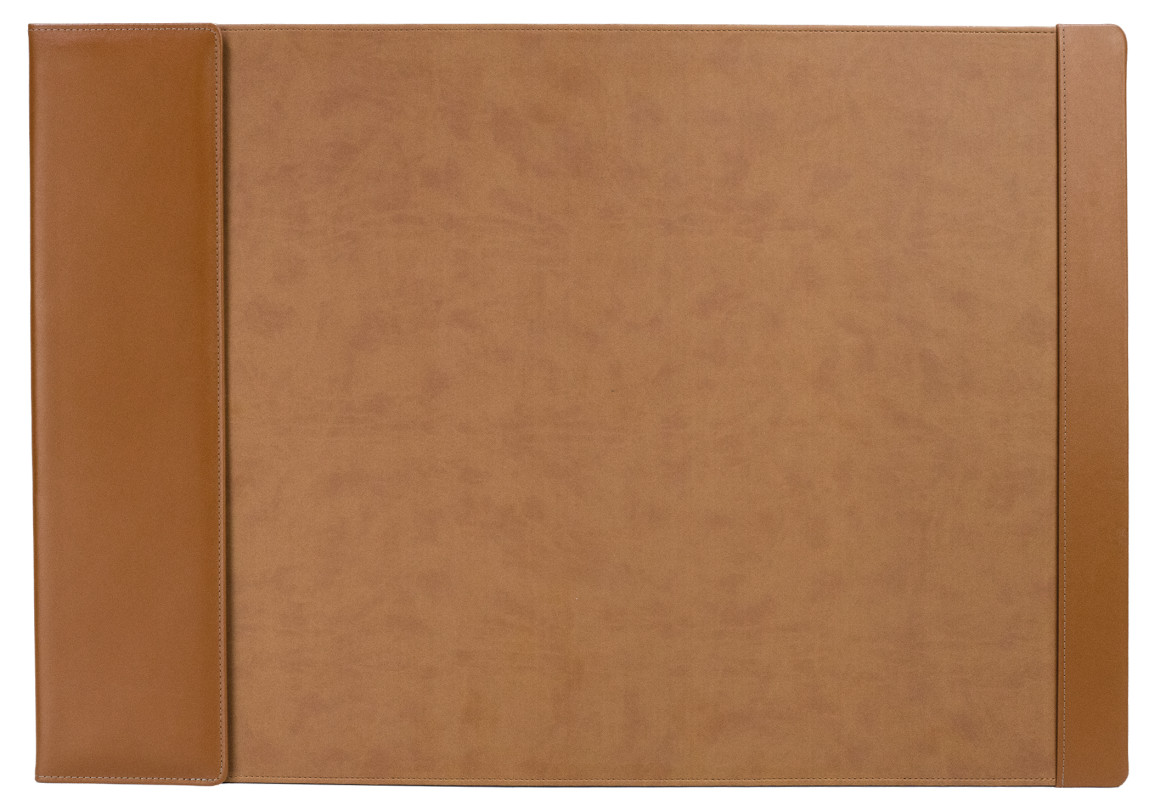 Schreibunterlage 65x45 mit Klappleiste inkl. Block + Kalender 2026/2027 PREMIUM LEDER BOXCALF cuoiobraun (glatt)