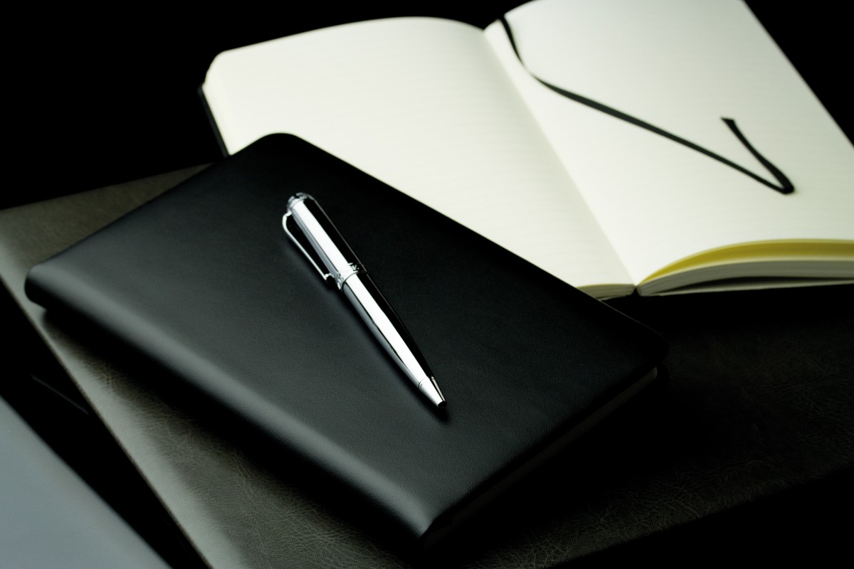 Notizbuch DIN A5 schmal (gebunden) | Echtleder | BOXCALF schwarz