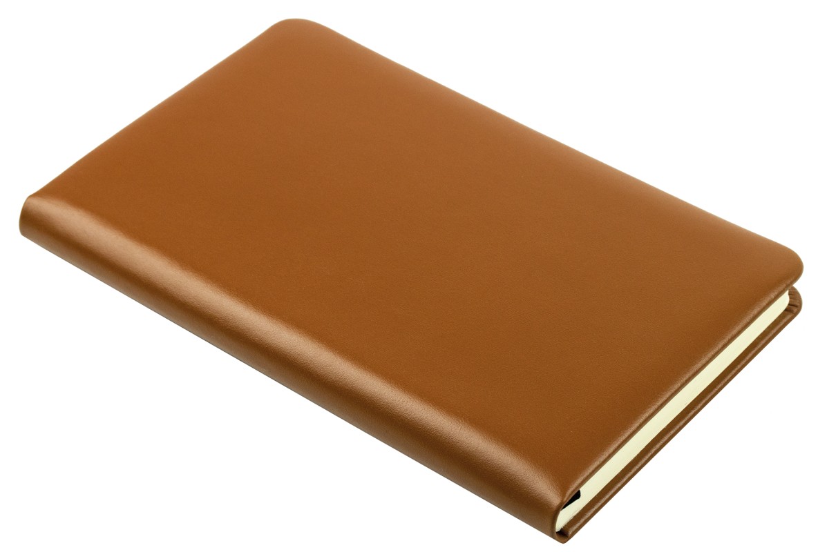 Notizbuch DIN A5 schmal (gebunden) | Echtleder | BOXCALF hellbraun