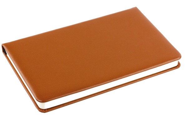 Notizbuch DIN A5 schmal (gebunden) PREMIUM LEDER BOXCALF cuoiobraun (glatt)