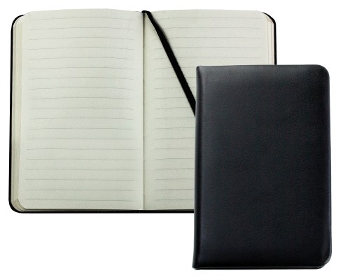 Pocket Notizbuch (gebunden) PREMIUM LEDER BOXCALF schwarz (glatt)