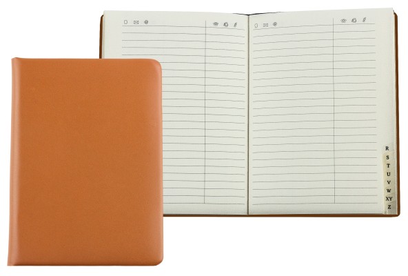 Adressbuch DIN A6 (gebunden) PREMIUM LEDER BOXCALF cuoiobraun (glatt)