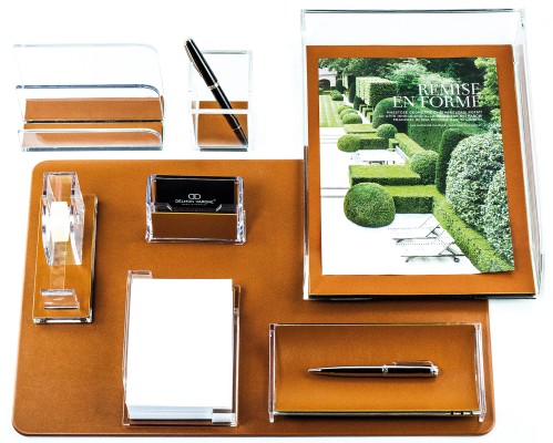 Visitenkartenhalter Acryl/Leder PREMIUM LEDER BOXCALF cuoiobraun (glatt)