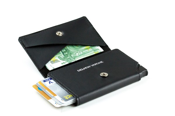Slim Wallet Cardprotector mit RFID Schutz in PREMIUM LEDER BOXCALF schwarz