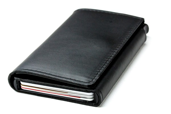 Slim Wallet Cardprotector mit RFID Schutz in PREMIUM LEDER BOXCALF schwarz