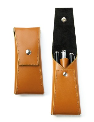 Schreibgeräteetui mit Druckknopfverschluß PREMIUM LEDER BOXCALF cuoiobraun (glatt)