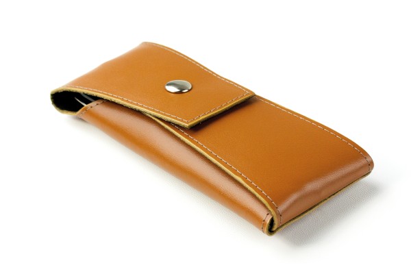 Schreibgeräteetui mit Druckknopfverschluß PREMIUM LEDER BOXCALF cuoiobraun (glatt)