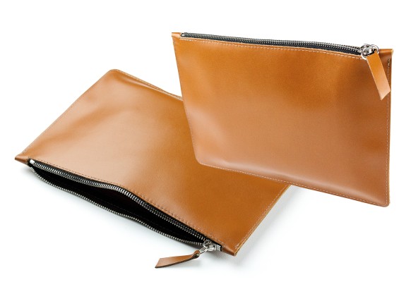 Pouch - Zipper Tasche - Banktasche PREMIUM LEDER BOXCALF cuiobraun (glatt)