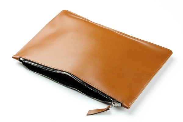 Pouch - Zipper Tasche - Banktasche PREMIUM LEDER BOXCALF cuiobraun (glatt)