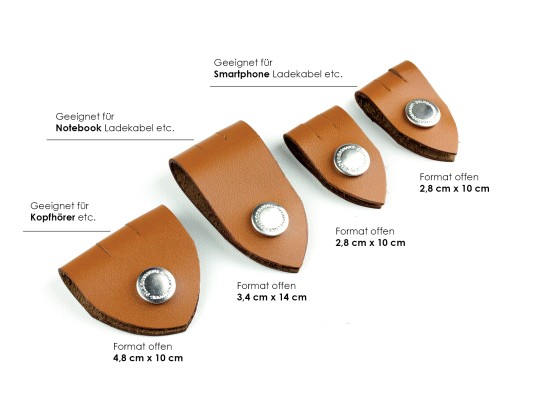 Kabel Organizer Set - Kabelbinder 4-teilig PREMIUM LEDER BOXCALF cuoiobraun