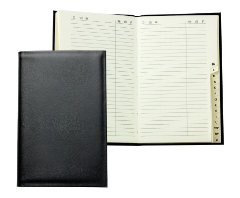 Pocket / Westentaschen Adressbuch (gebunden) PREMIUM LEDER BOXCALF schwarz