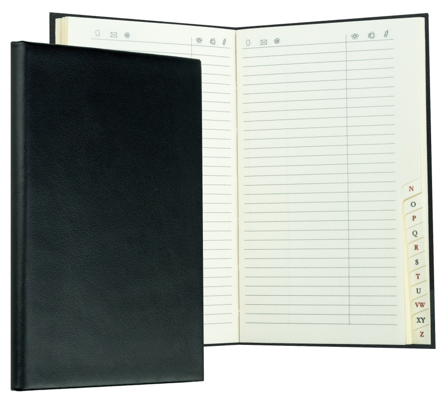 Adressbuch Pocket Format (gebunden) | Echtleder | BOXCALF schwarz