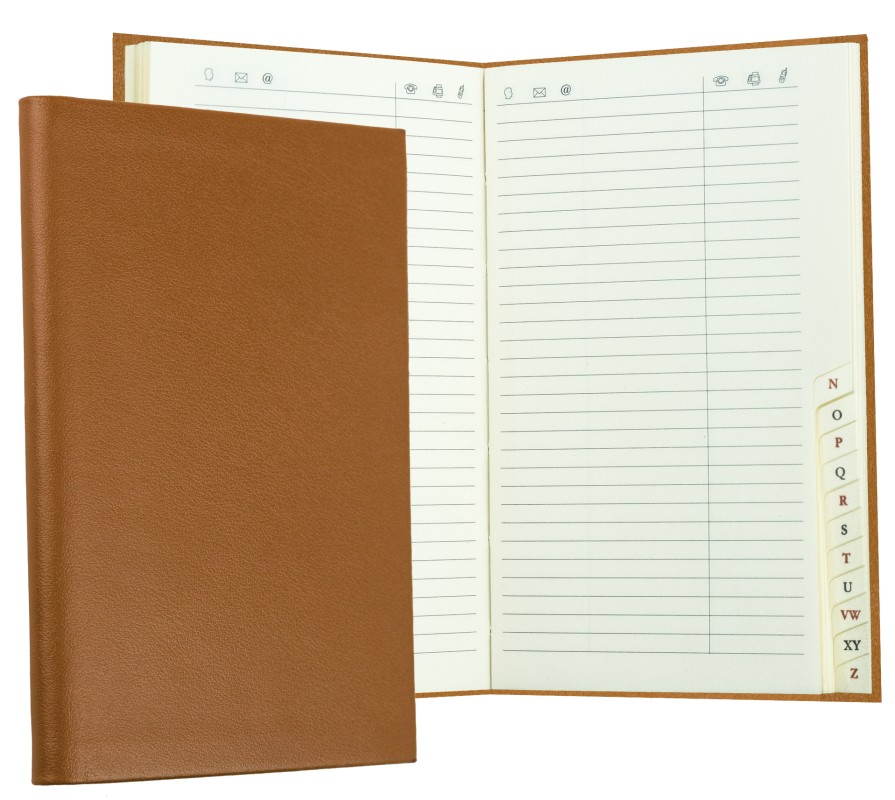 Adressbuch Pocket Format (gebunden) | Echtleder | BOXCALF hellbraun