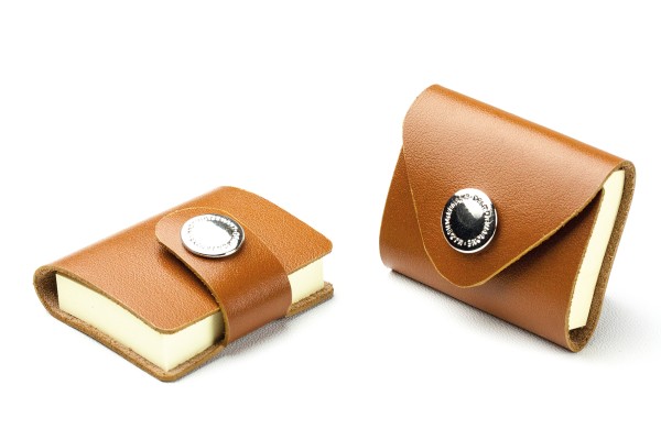 2er Set MINI Haftnotiz Etuis PREMIUM LEDER BOXCALF cuoiobraun (glatt)