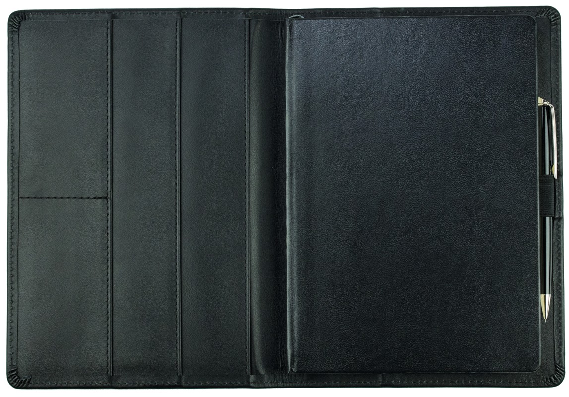 Kalenderbuch DIN A5 für das Jahr 2027 PREMIUM LEDER BOXCALF schwarz (glatt)