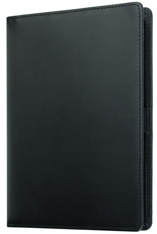 Kalenderbuch DIN A5 für das Jahr 2027 PREMIUM LEDER BOXCALF schwarz (glatt)