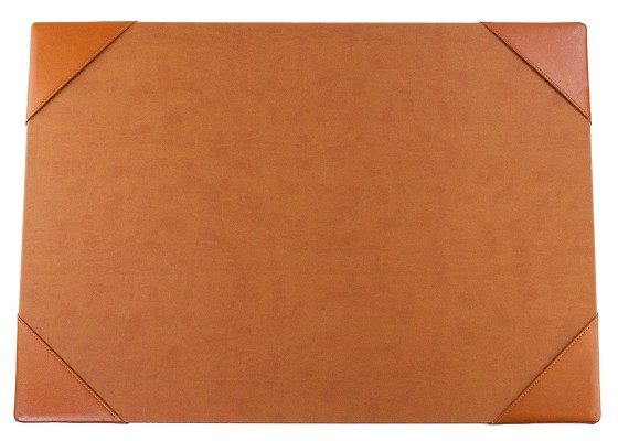 Schreibunterlage mit 4 Ecken + Papierblock PREMIUM LEDER BOXCALF cuoiobraun (glatt)