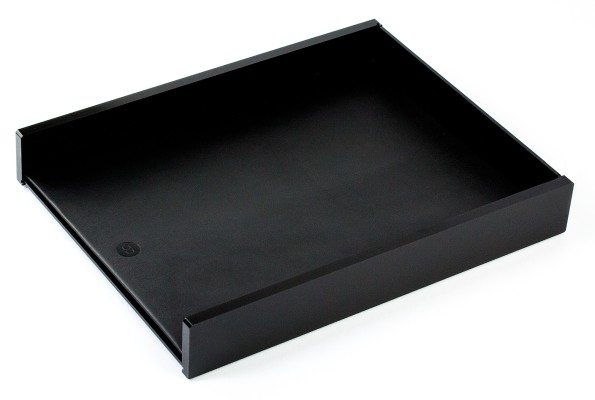 Briefablagekasten für A4 - ACRYL schwarz Kombination mit PREMIUM LEDER BOXCALF schwarz (glatt)