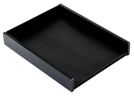 Briefablagekasten für A4 - ACRYL schwarz Kombination mit PREMIUM LEDER BOXCALF schwarz (glatt)