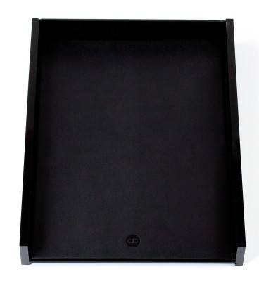 Briefablagekasten für A4 - ACRYL schwarz Kombination mit PREMIUM LEDER BOXCALF schwarz (glatt)