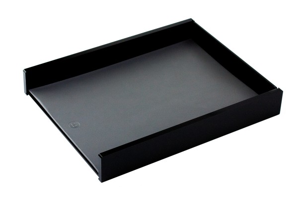 Briefablagekasten für A4 - ACRYL schwarz Kombination mit PREMIUM LEDER BOXCALF grau (glatt)