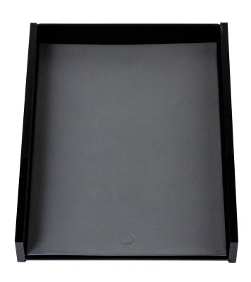 Briefablagekasten für A4 - ACRYL schwarz Kombination mit PREMIUM LEDER BOXCALF grau (glatt)