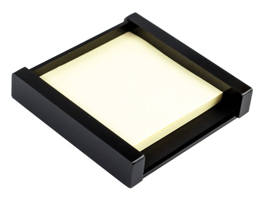 Haftnotiz Post It Spender - ACRYL schwarz Kombination mit PREMIUM LEDER BOXCALF schwarz (glatt)