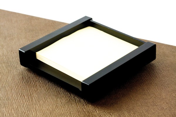 Haftnotiz Post It Spender - ACRYL schwarz Kombination mit PREMIUM LEDER BOXCALF schwarz (glatt)