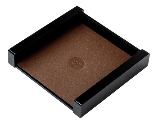 Haftnotiz Post It Spender - ACRYL schwarz Kombination mit PREMIUM LEDER BOXCALF dunkelbraun (glatt)