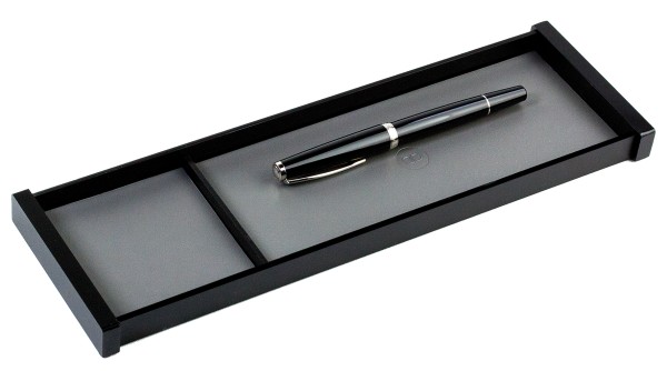 Federschale - ACRYL schwarz Kombination mit PREMIUM LEDER BOXCALF grau (glatt)