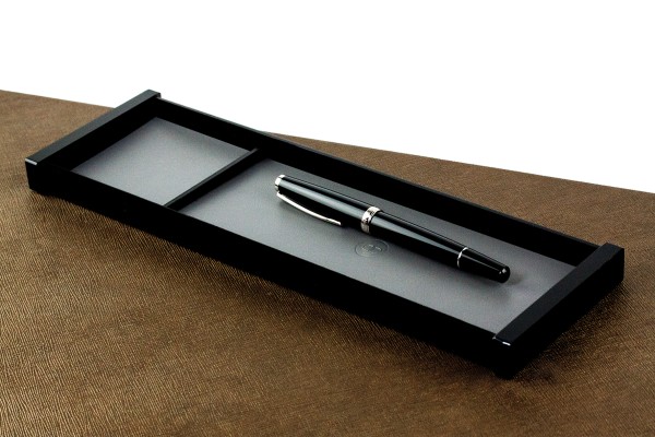 Federschale - ACRYL schwarz Kombination mit PREMIUM LEDER BOXCALF grau (glatt)