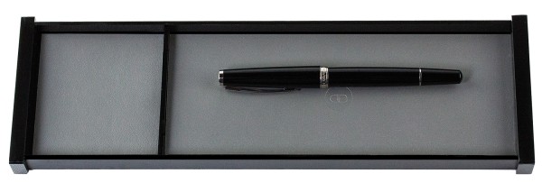 Federschale - ACRYL schwarz Kombination mit PREMIUM LEDER BOXCALF grau (glatt)