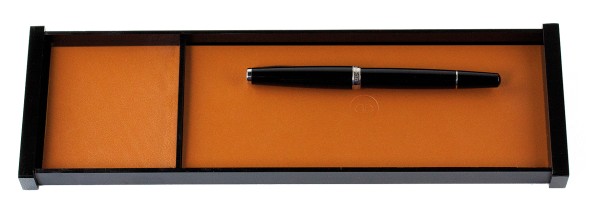 Federschale - ACRYL schwarz Kombination mit PREMIUM LEDER BOXCALF cuoiobraun (glatt)