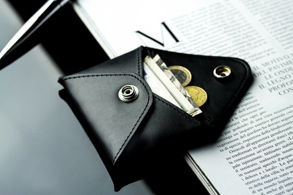 Night Out Wallet / Mini Börse / Kartenetui PREMIUM LEDER BOXCALF schwarz (glatt)
