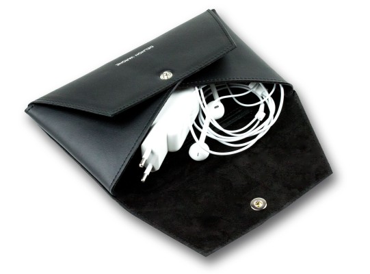 Zubehörtasche SMALL für Macbook & iPad PREMIUM LEDER BOXCALF schwarz