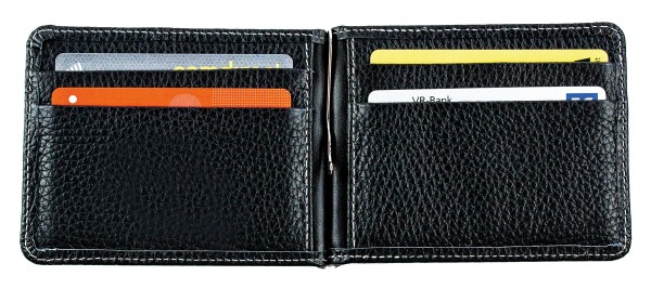 Dollar Clip Börse PREMIUM LEDER SOFT GRAIN schwarz (genarbt) - RFID Protected