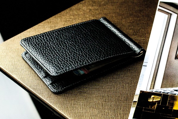 Dollar Clip Börse PREMIUM LEDER SOFT GRAIN schwarz (genarbt) - RFID Protected